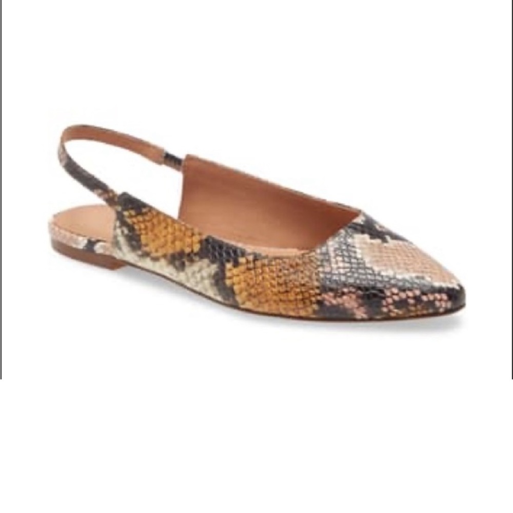 Madewell The Margot Slingback Flat in Snake Embossed Leather